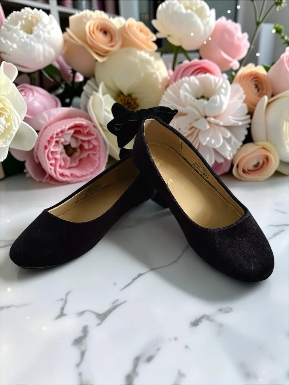 Crewcuts Little Girls Black Velvet Bow Ballet Flats Size 2